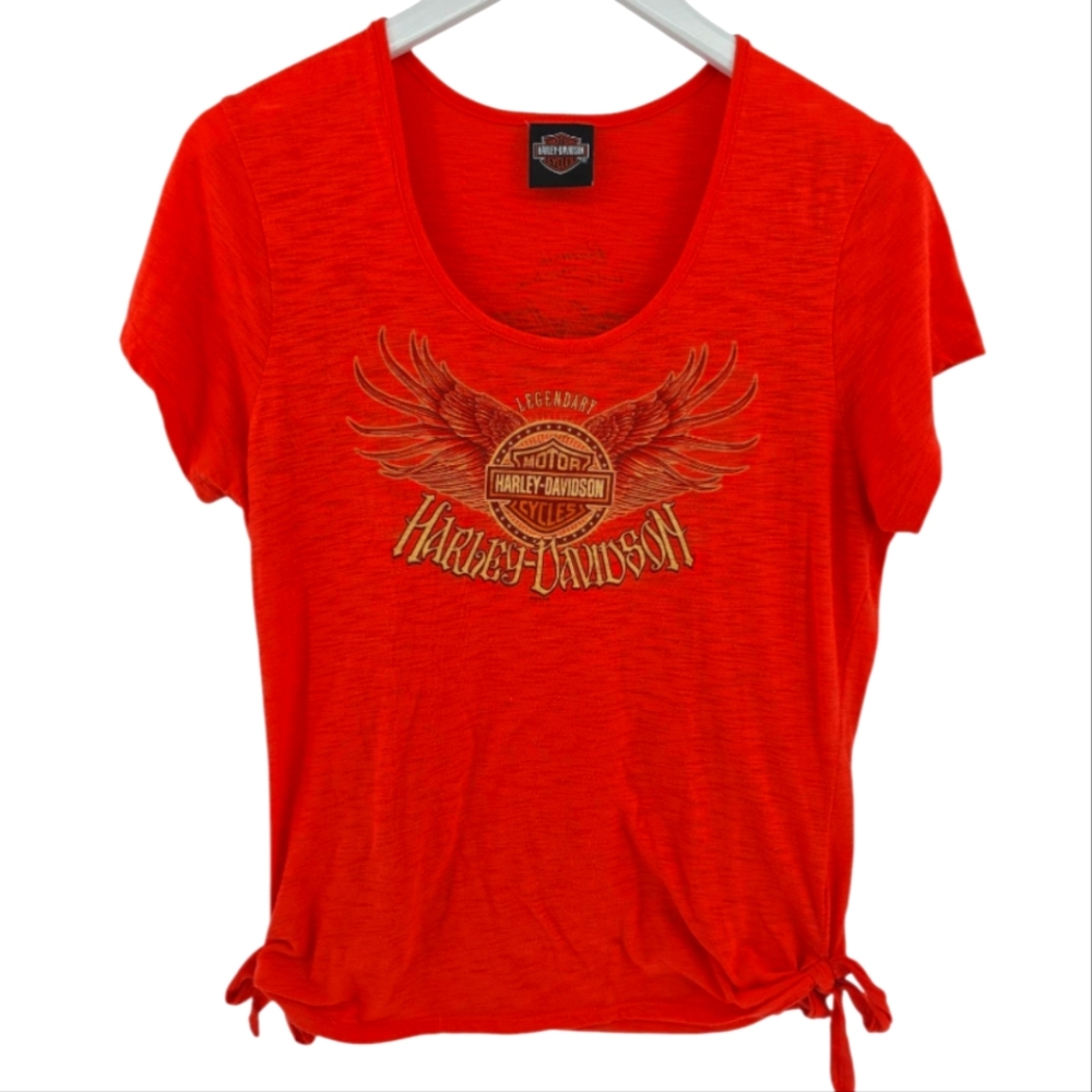Harley Davidson Burnout Tee Size *Medium in Coral Barnett HD El Paso Side Ties